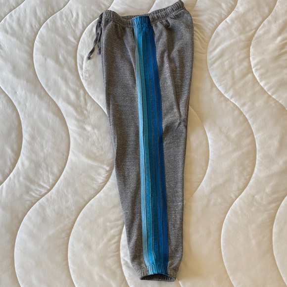 Aviator Nation 5 Stripe Heather Grey Sweatpants - Picture 2 of 4